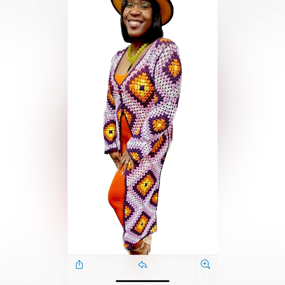 Crochet long sweater duster